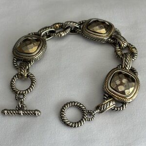 Brighton Two Tone Toggle Bracelet Hammered Stone Link